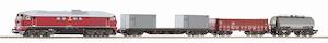 PIKO  Стартовый набор PIKO "Грузовой поезд  с тепловозом BR130 и тремя грузовыми вагонами на подложке" 97935
